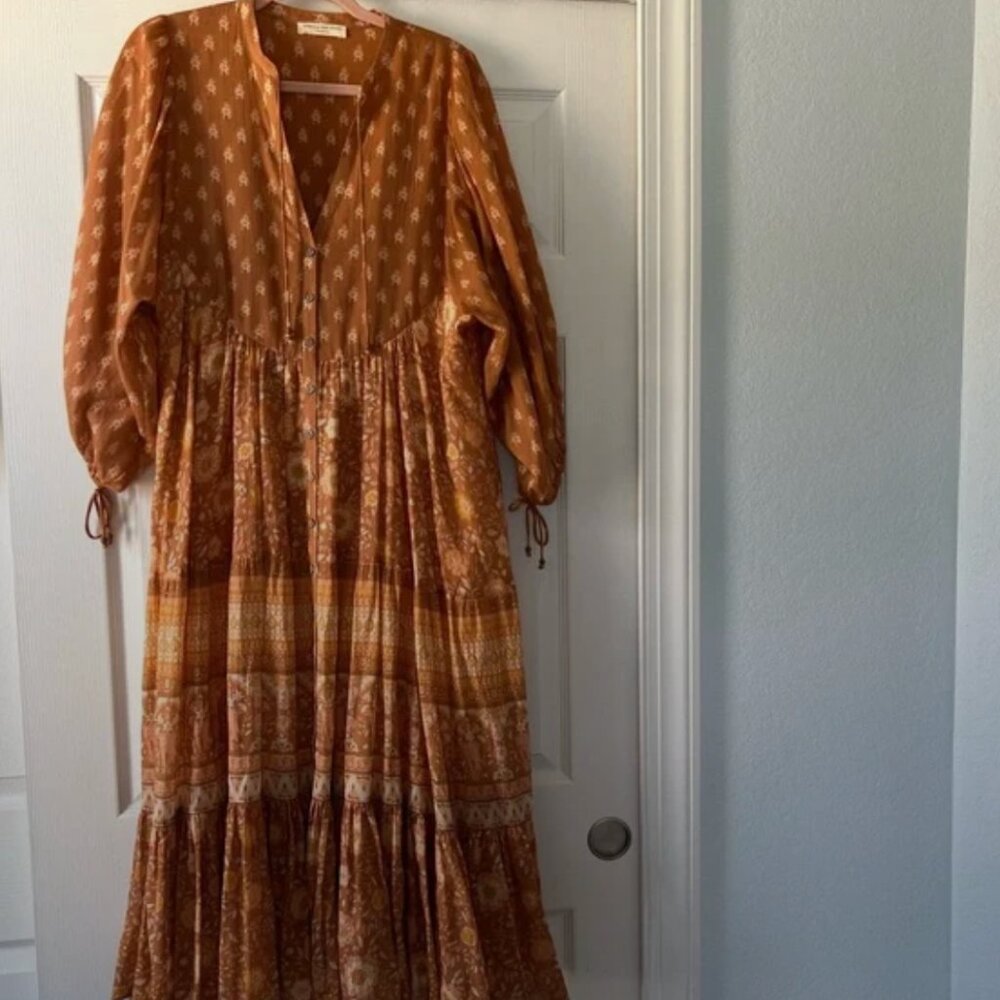 Spell Utopia Short Sleeve Midi Dress Cinnamon L - Picture 7 of 10